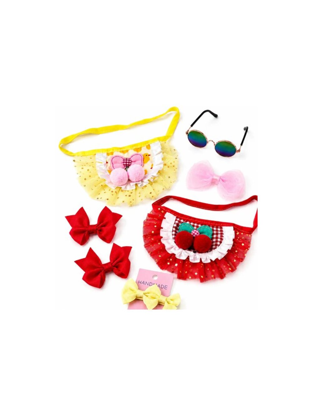 Princess Pup Dog Tutu Gift Set XS | Pink & Yellow Tutus, Sunglasses & Bows